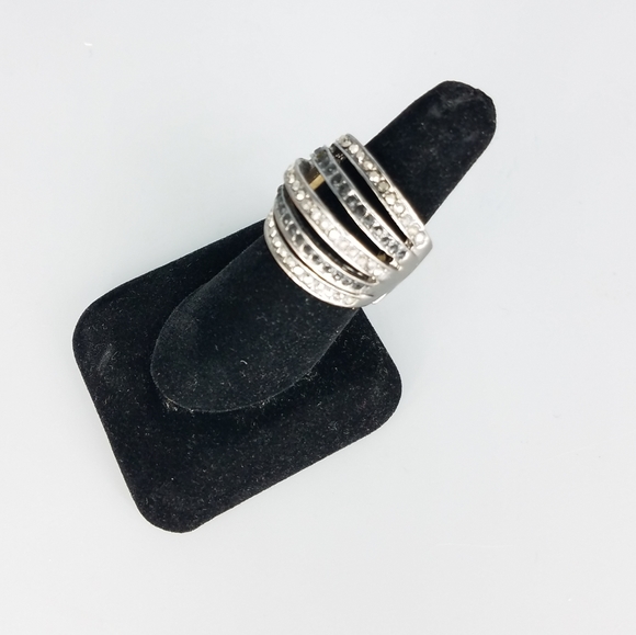 Gunmetal Rhinestone Stretchback Ring - Picture 6 of 9